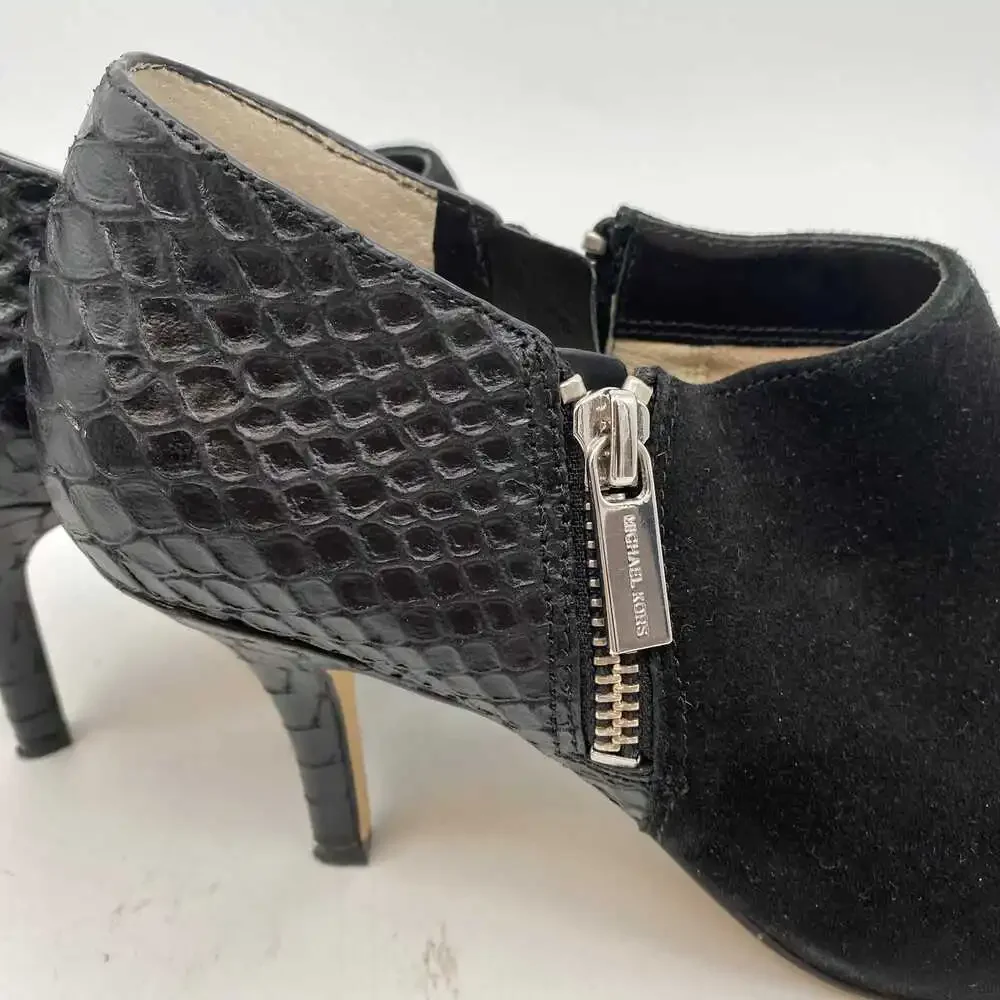 Michael Kors Black Snake Embossed Leather Booties | Women’s Size 7
